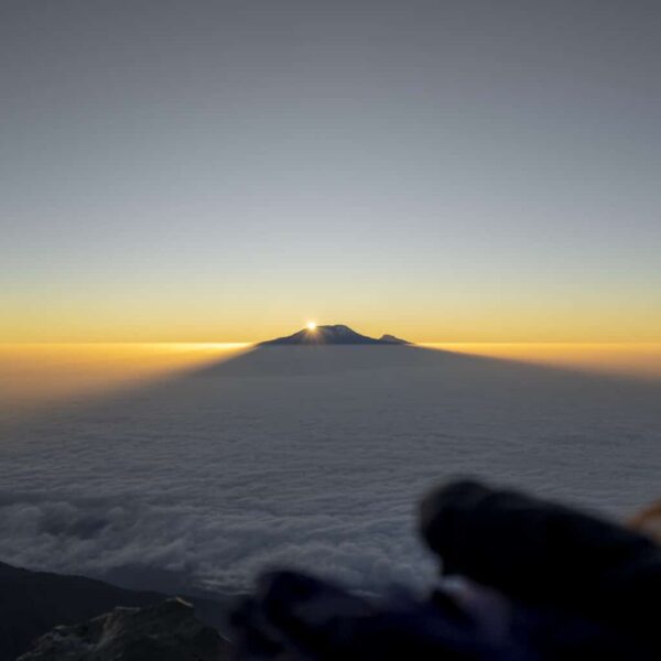 Mount Mawenzi view with the sunrise from the summit of Kilimanjaro